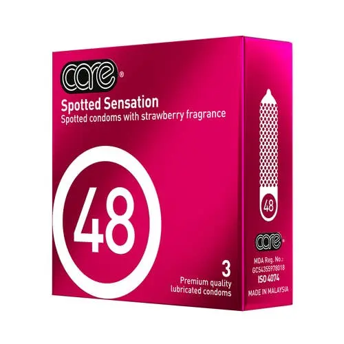 Care - 48 Spotted Sensation Condoms Strawberry Scent 3s