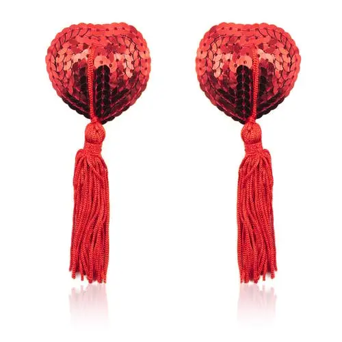 Black Dragon - Nipple Pasties Sticker with Tassel Red