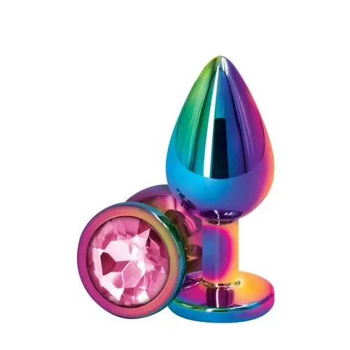Ns Novelties - Aluminum Butt Plug Multicolor Gem Rainbow Medium