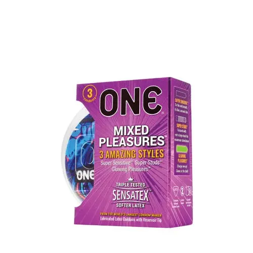 One - Mixed Pleasures 3 pcs Variety Pack Latex Condom