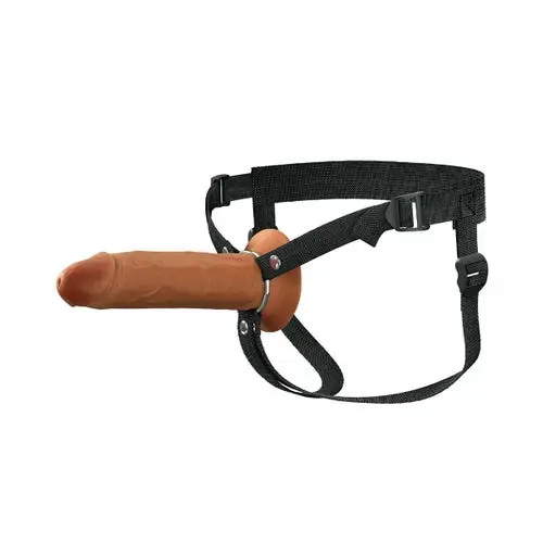 Fantasy X Tensions - Elite 8-inch Hollow Strap-on Dildo with Harness Brown