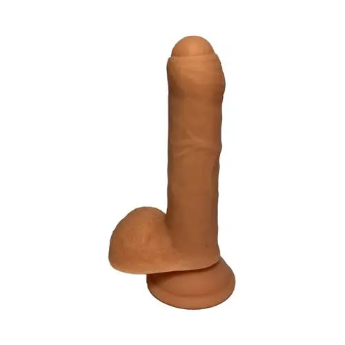 The Horny Company - No Frills Dildo 7-inch Bendable Uncut Suction Cup Dong with Balls Flesh