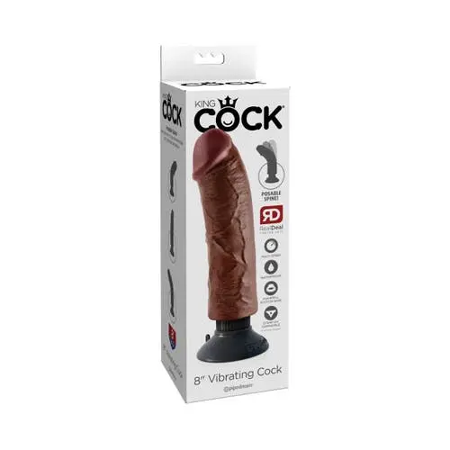 King Cock - 8-inch Vibrating Cock Suction Cup Dildo Brown