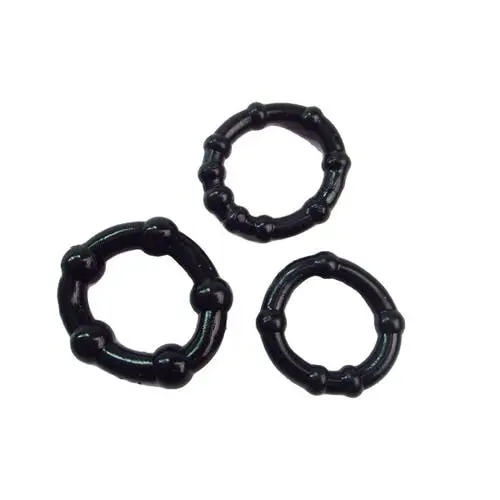 John O - 3-piece Beaded Cock Ring Set Black
