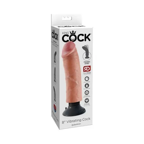 King Cock - Vibrating 8-inch Bendable Cock Realistic Dildo Flesh