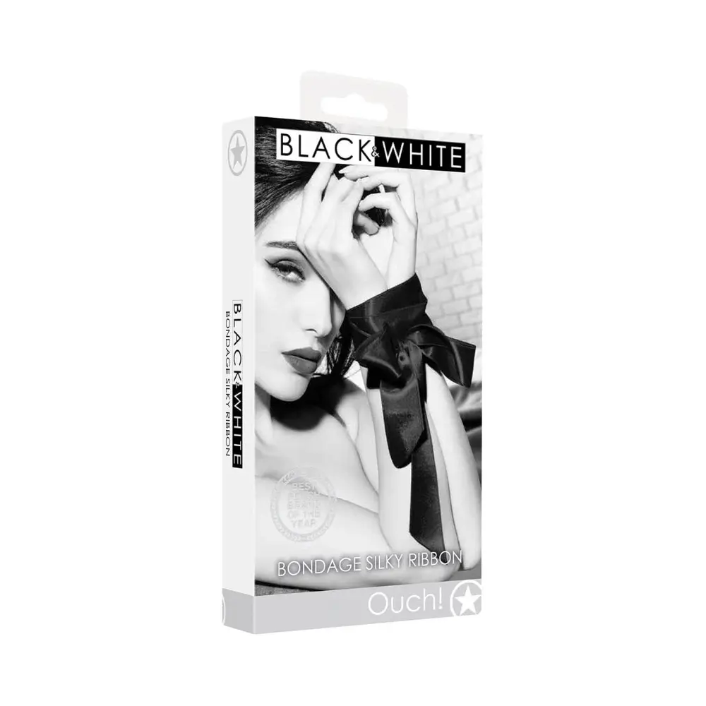 Ouch Black and White - Silky Bondage 2-in-1 Restraint and Blindfold Ribbon
