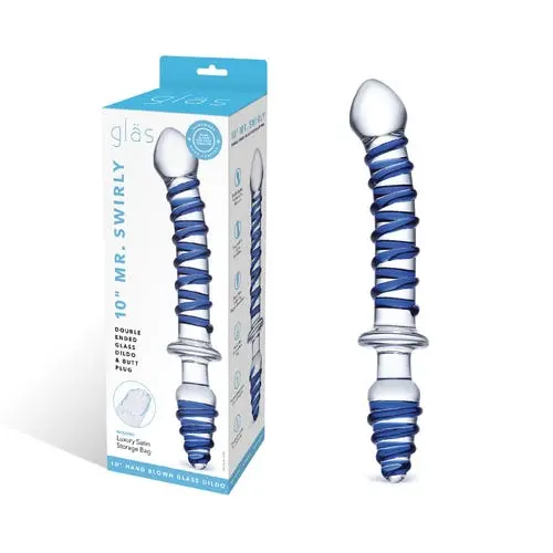 Glas - Mr. Swirly Double Ended Glass 10 inches Dildo with Butt Plug