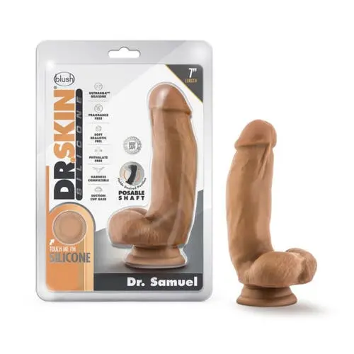 Dr. Skin - Dr. Samuel 7" Silicone Suction Cup Dildo with Balls Mocha